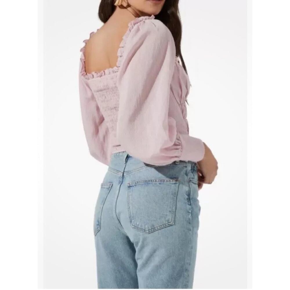 ASTR The Label Amber Puff Sleeve Smocked Corset Blouse Dusty Rose Small 1759 - Picture 2 of 8